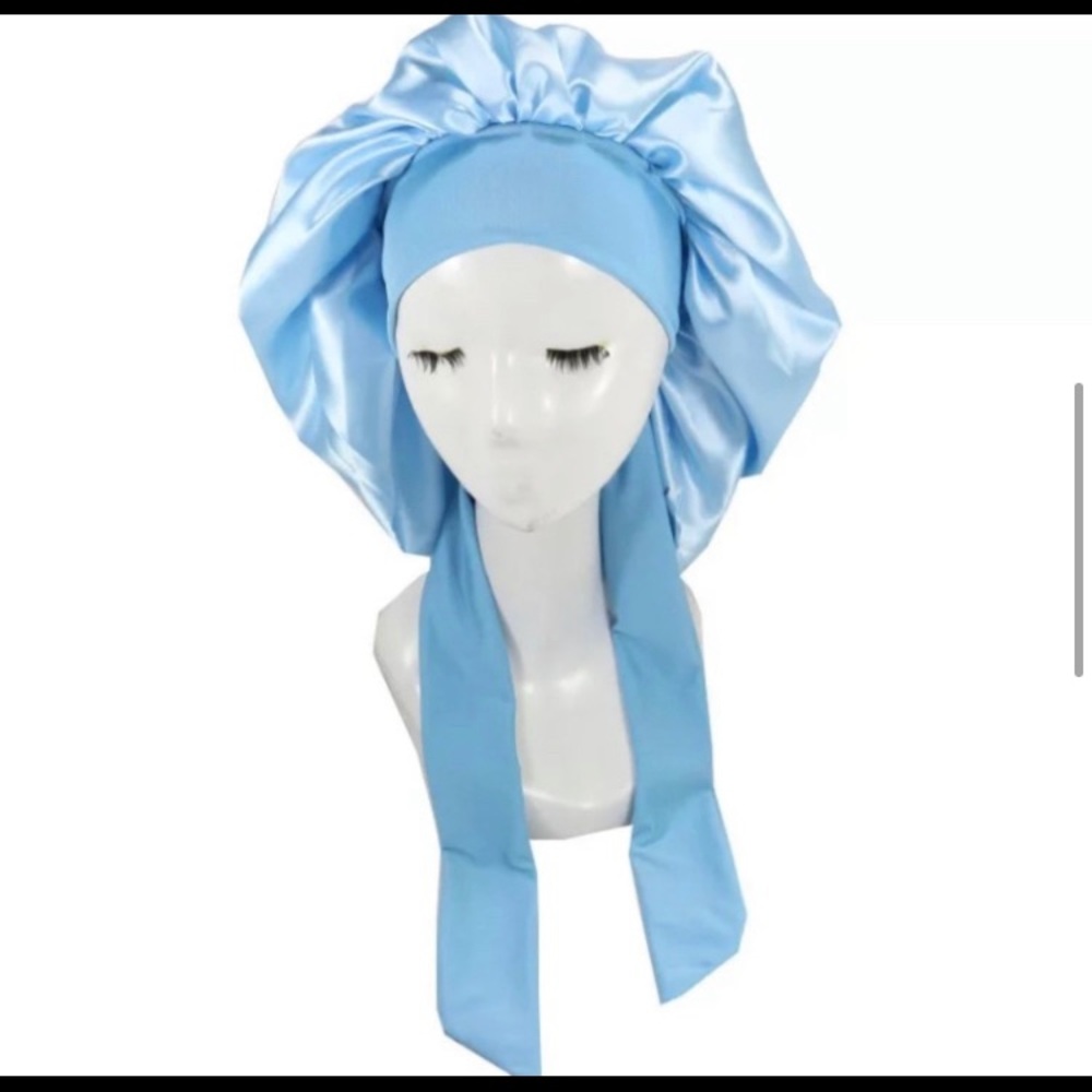 Light Blue Extra Large Satin Hair Bonnet‼️